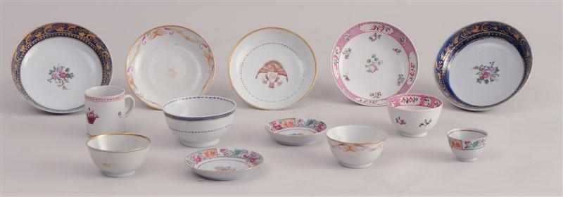 Appraisal: THREE CHINESE EXPORT PORCELAIN TEA BOWLS AND STANDS TWO OTHER