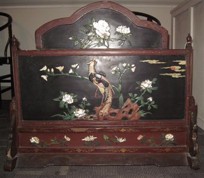 Appraisal: Chinese applied lacquer and wood table screenlate th century