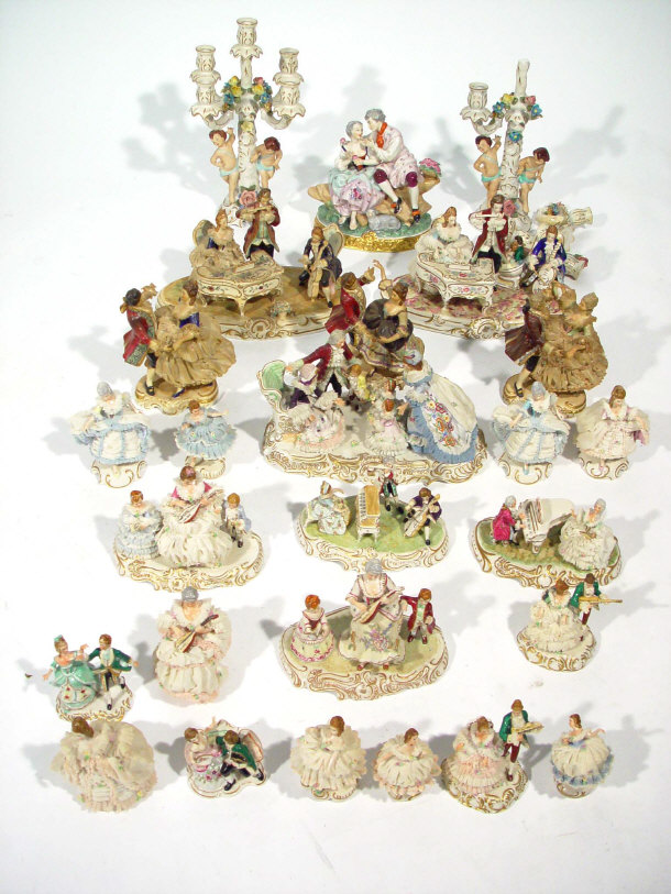 Appraisal: Extensive collection of Dresden and other Continental porcelain figures mostly