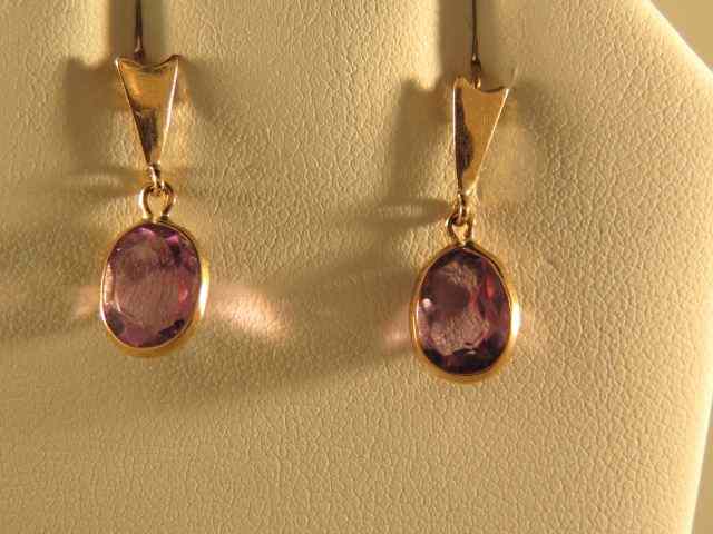 Appraisal: Amethyst Earrings rich oval gems in dangle style k yellow