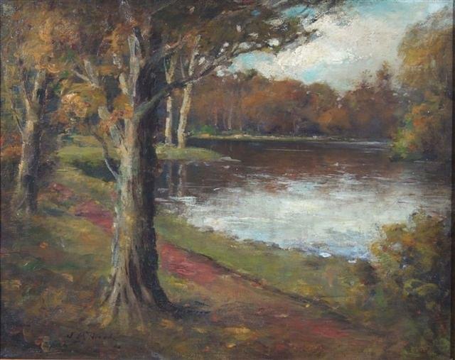 Appraisal: JOHN MCNICHOL b - 'Crawfordland Castle Loch' signed oils on