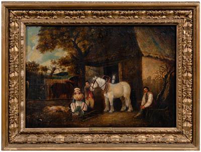 Appraisal: Painting manner of George Morland quot Feeding the Pigs quot