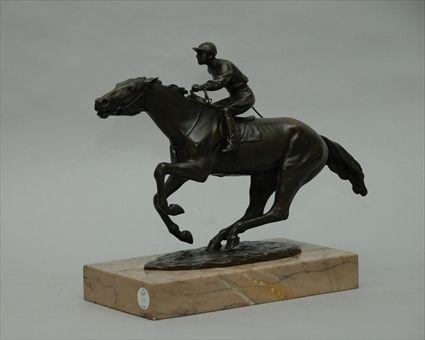 Appraisal: Bronze of a Jockey on a Horse After R Thuss