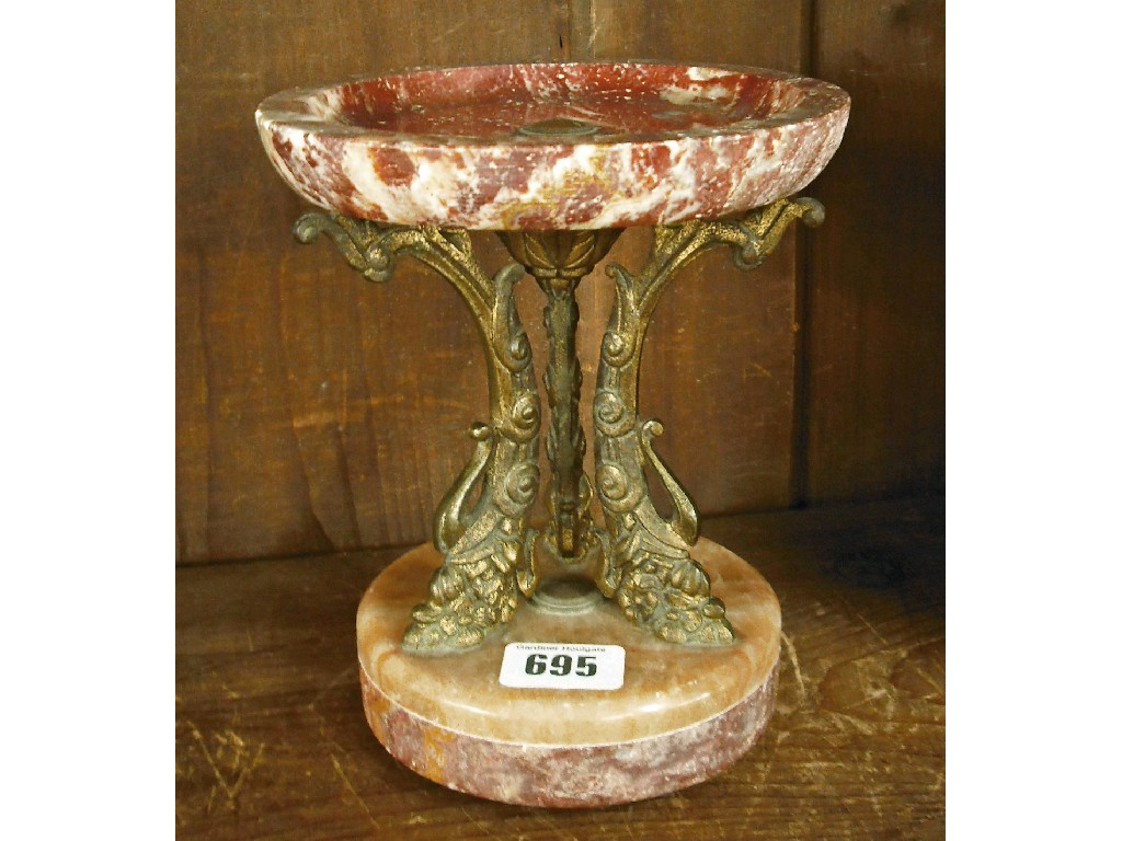 Appraisal: th century French red marble and gilt metal tazza the