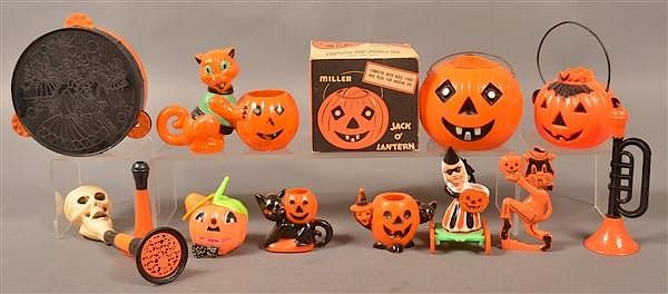 Appraisal: Group of Plastic Halloween Items Group of Plastic Halloween Lanterns