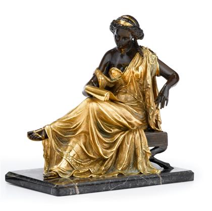 Appraisal: After Jean-Jacques Pradier French - Bronze dark brown and gold