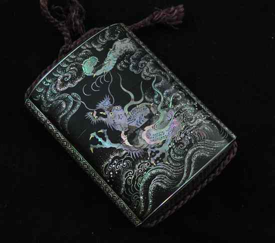 Appraisal: A Meiji period four-case somada lacquer inro decorated with a