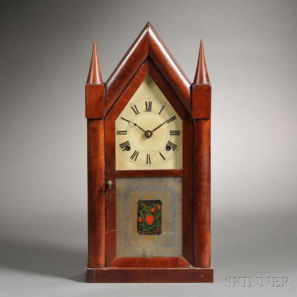 Appraisal: Boardman Wells Fusee Steeple Clock Bristol Connecticut mahogany case lower