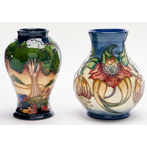 Appraisal: Two Moorcroft Calla Lily and Evening Sky vases early st