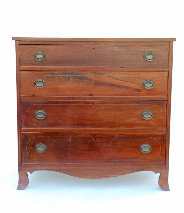 Appraisal: Federal chest Four graduated drawers French feet line inlay Replaced