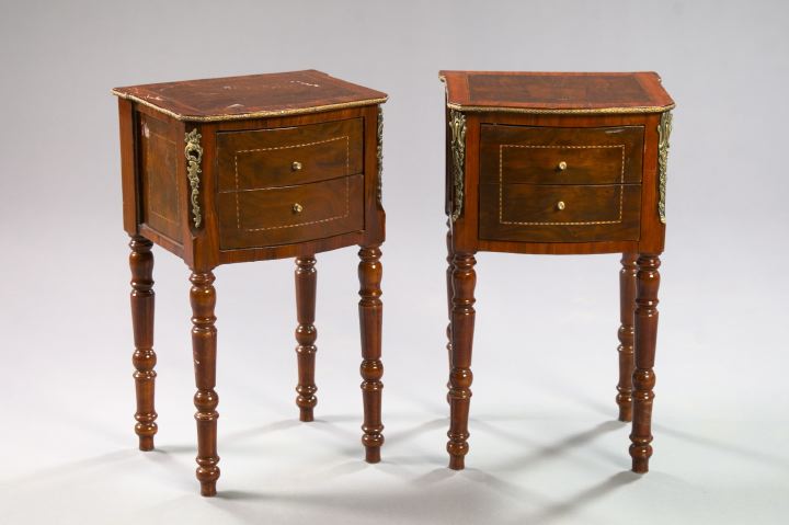 Appraisal: Pair of Louis-Philippe-Style Mahogany End Tables each with a banded