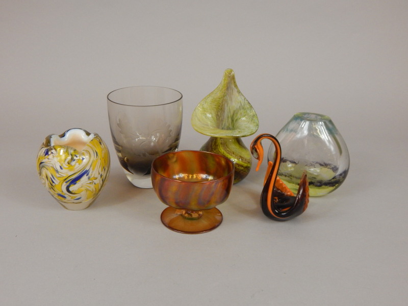 Appraisal: Six items of Art Glass to include a tier drop