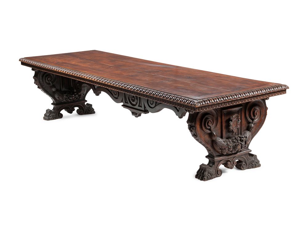 Appraisal: An Italian Renaissance Revival Carved Walnut Refectory Table An Italian