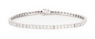 Appraisal: Platinum straight line bracelet containing over cts of very fine