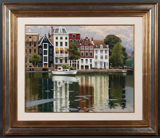 Appraisal: Ramon Pujol Boira Spanish - ''Canal Amstel'' oil on canvas