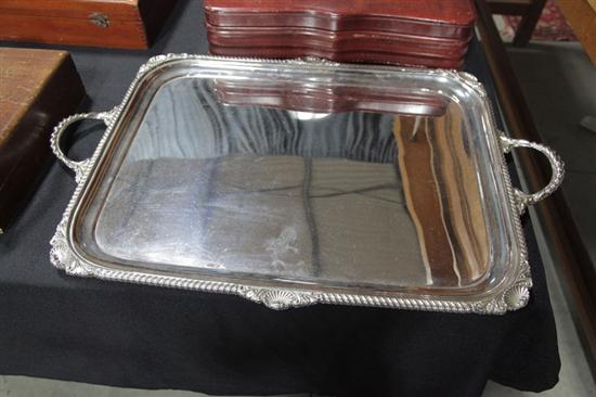 Appraisal: SHEFFIELD SILVER TRAY Standard sterling tray with double handles and