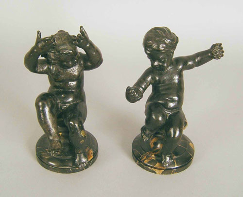 Appraisal: Pair continental bronze putti late th early th c mounted