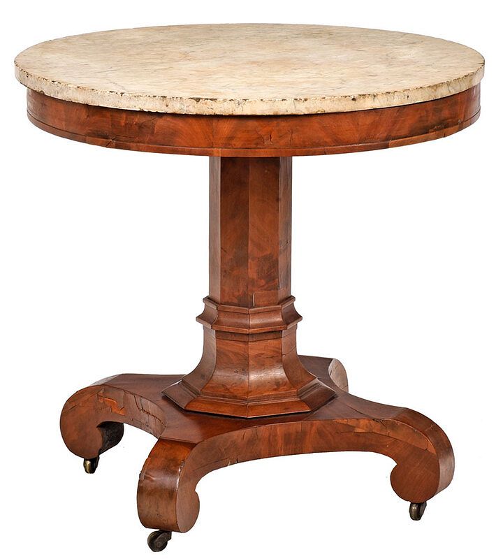 Appraisal: American Classical Mahogany Marble Top Center Table probably New York