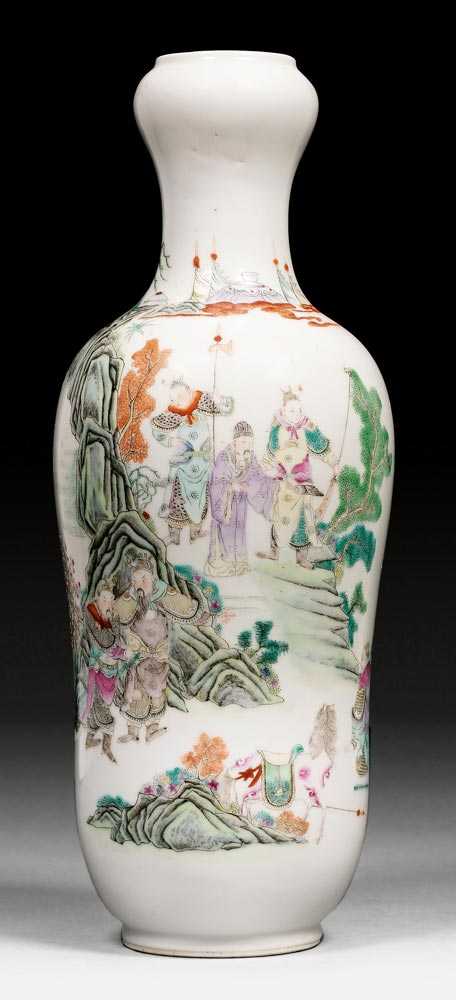 Appraisal: FINE FAMILLE ROSE VASE WITH NARRATIVE SCENE IN THE MOUNTAINS