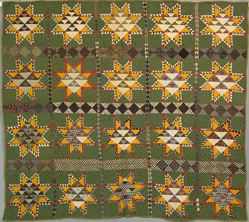 Appraisal: Pieced quilt late th c in a star pattern x