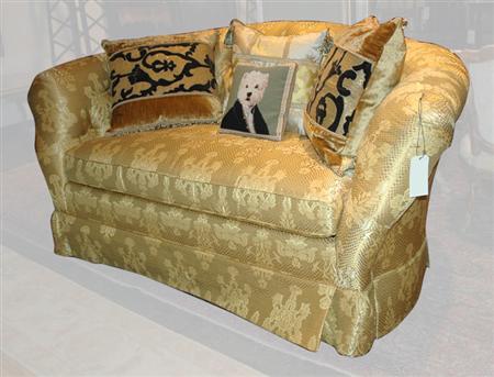 Appraisal: Gold Upholstered Button Back Settee Estimate -