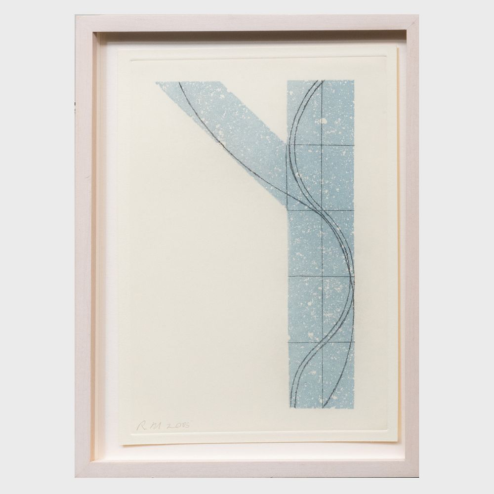 Appraisal: Robert Mangold b Untitled Etching and aquatint in blue and