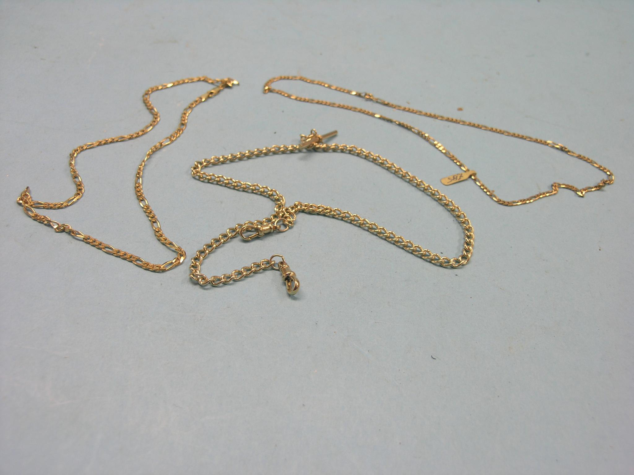 Appraisal: A ct gold watch-chain and two ct gold neck-chains grams