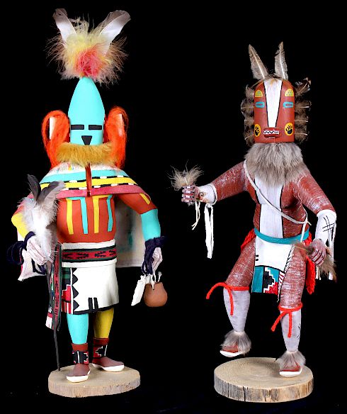 Appraisal: Hopi Hand Carved Signed Kachina Dolls The lot shows two