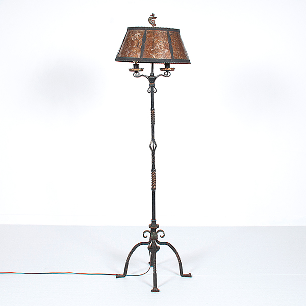 Appraisal: American th century A wrought iron floor lamp with traces