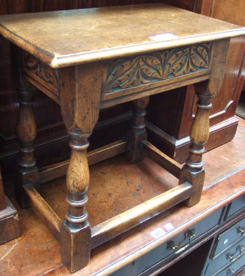 Appraisal: A th century oak joint stool the rectangular top over