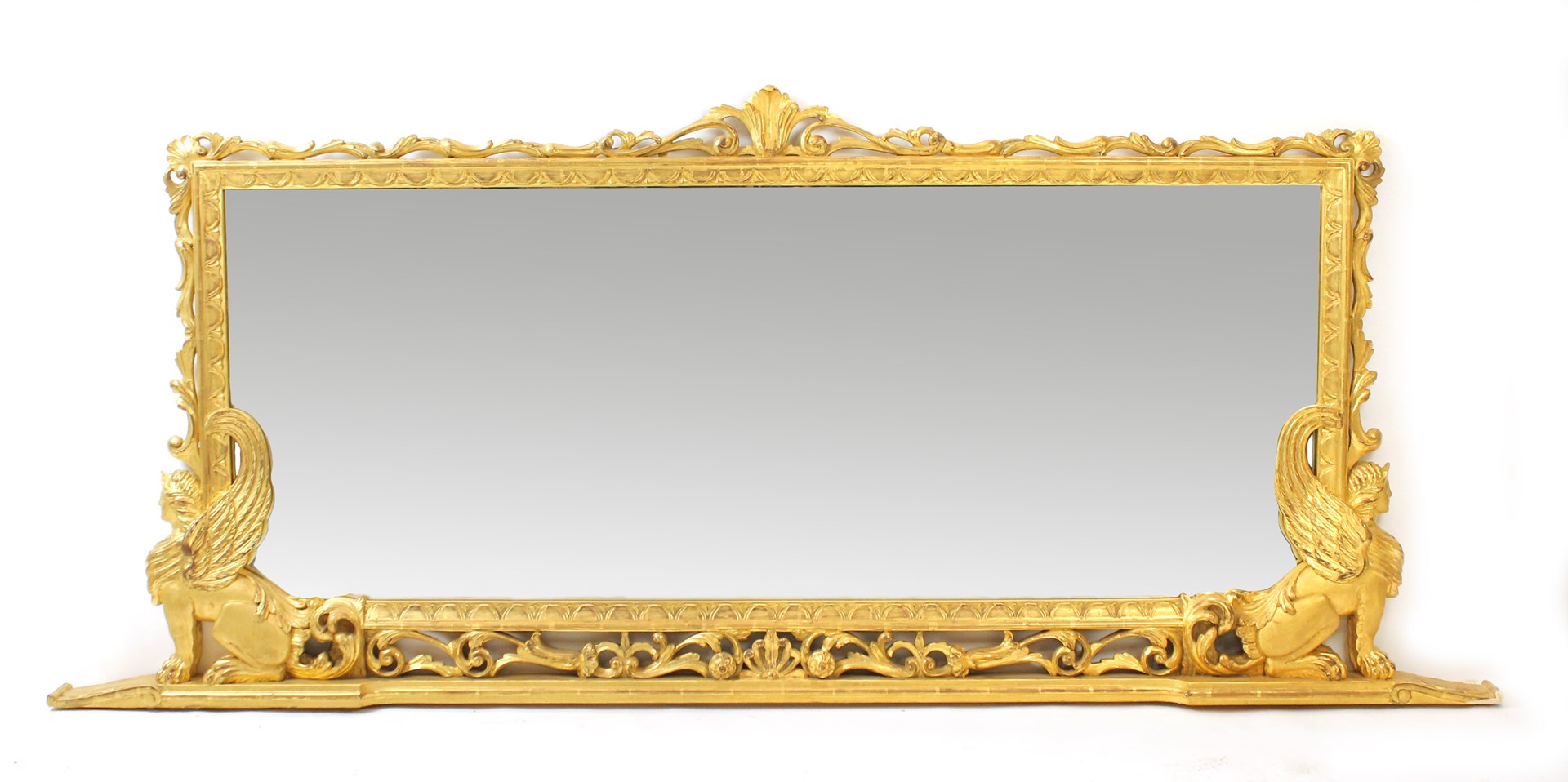 Appraisal: An Irish rectangular gilt framed overmantel mirror the pierced and