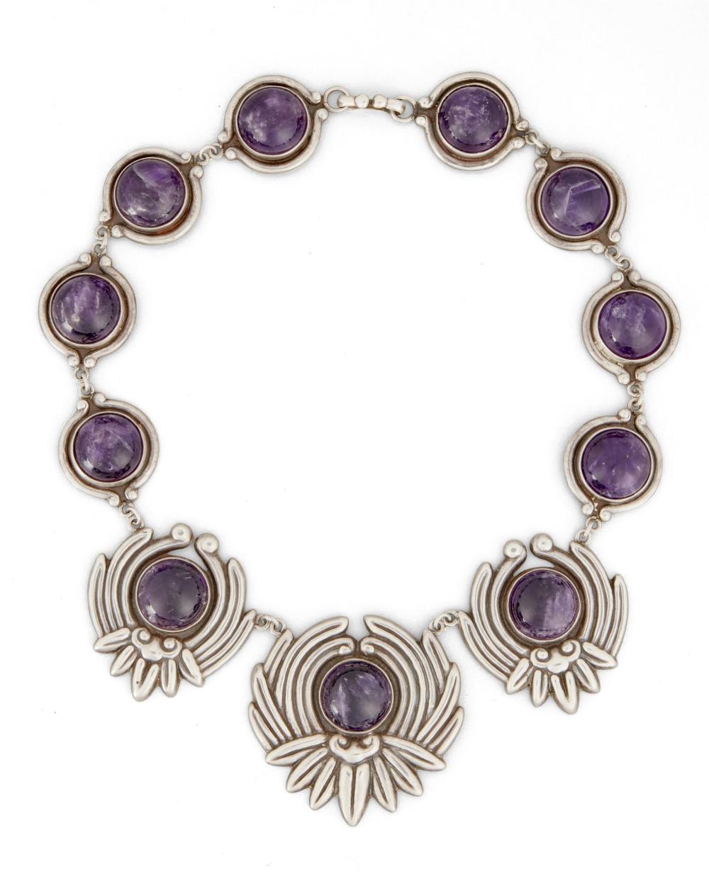 Appraisal: A Los Castillo amethyst lotus necklace Third-quarter th Century Taxco