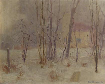 Appraisal: A J ABRAM american th century WINTER SCENE Signed and