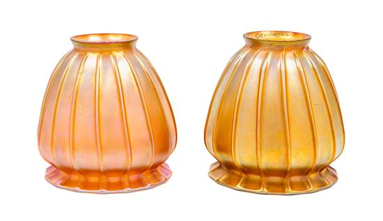 Appraisal: Sale Lot A Pair of Quezal Glass Shades each of