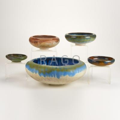 Appraisal: FULPER Five low bowls Flemington NJ ca - Glazed earthenware