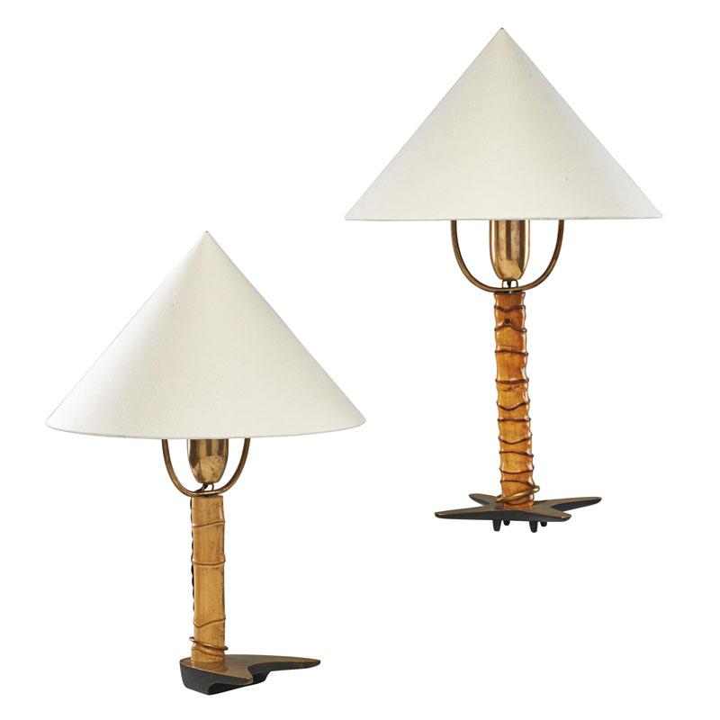 Appraisal: CARL AUBOCK Two table lamps Condition Report Light oxidation and