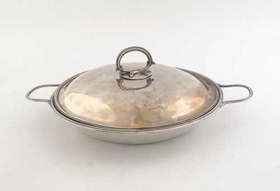 Appraisal: A Victorian shallow circular chaffing dish and cover with reeded