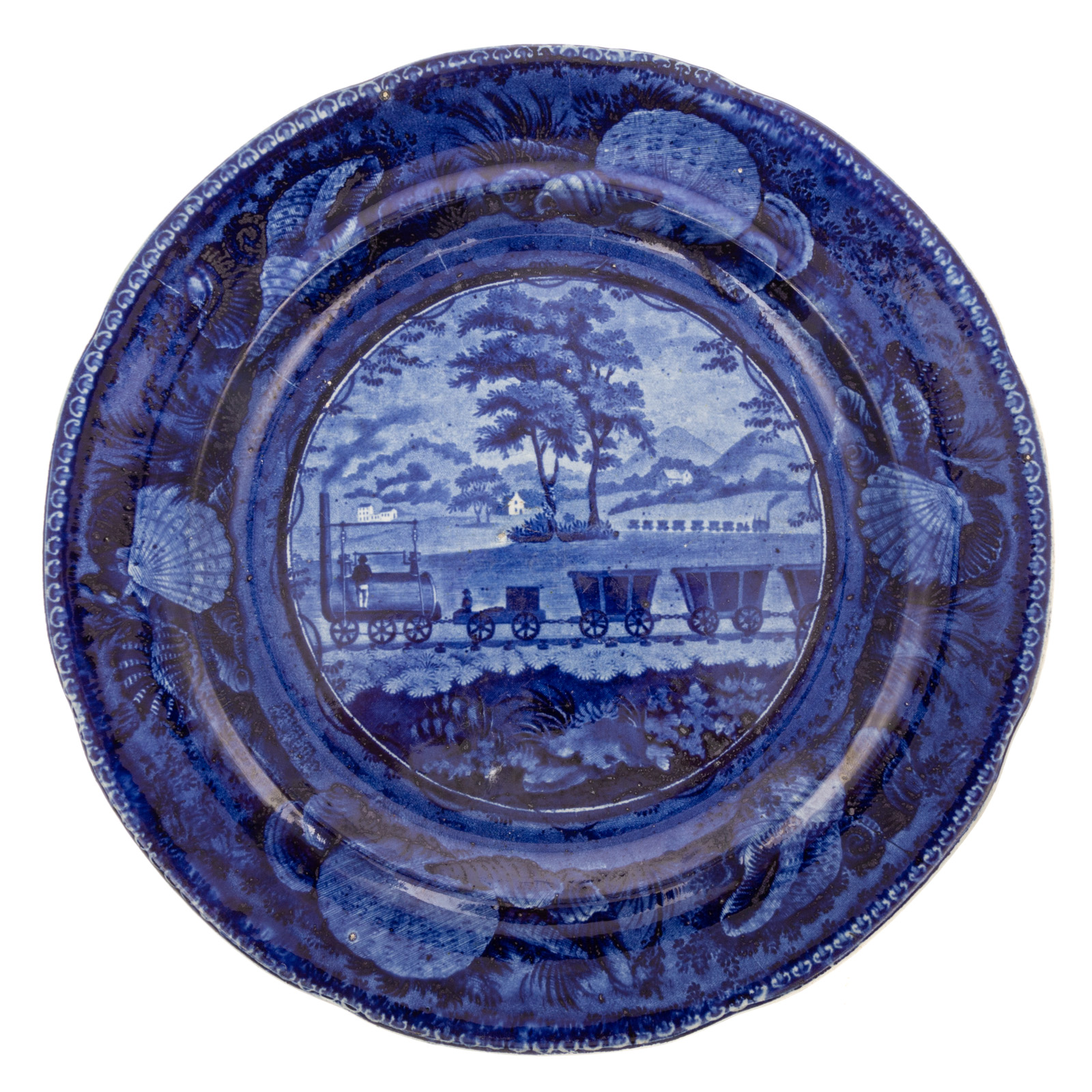 Appraisal: WOOD'S B O LEVEL HISTORIC BLUE PLATE Circa dark blue