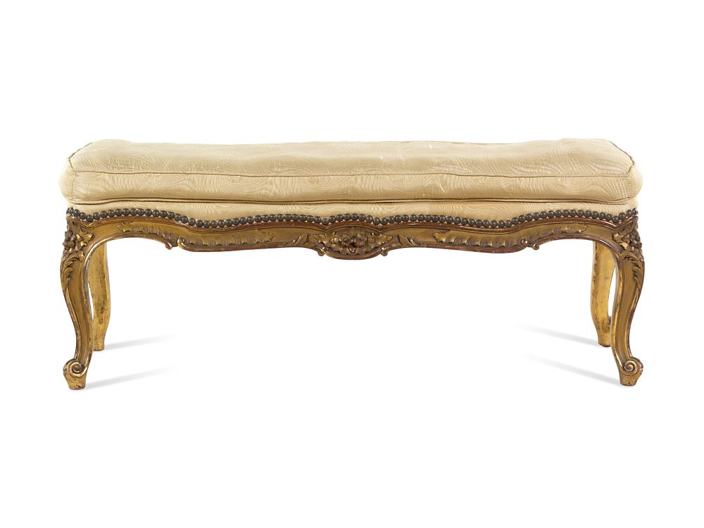 Appraisal: A Louis XV Style Carved Giltwood Window Bench A Louis