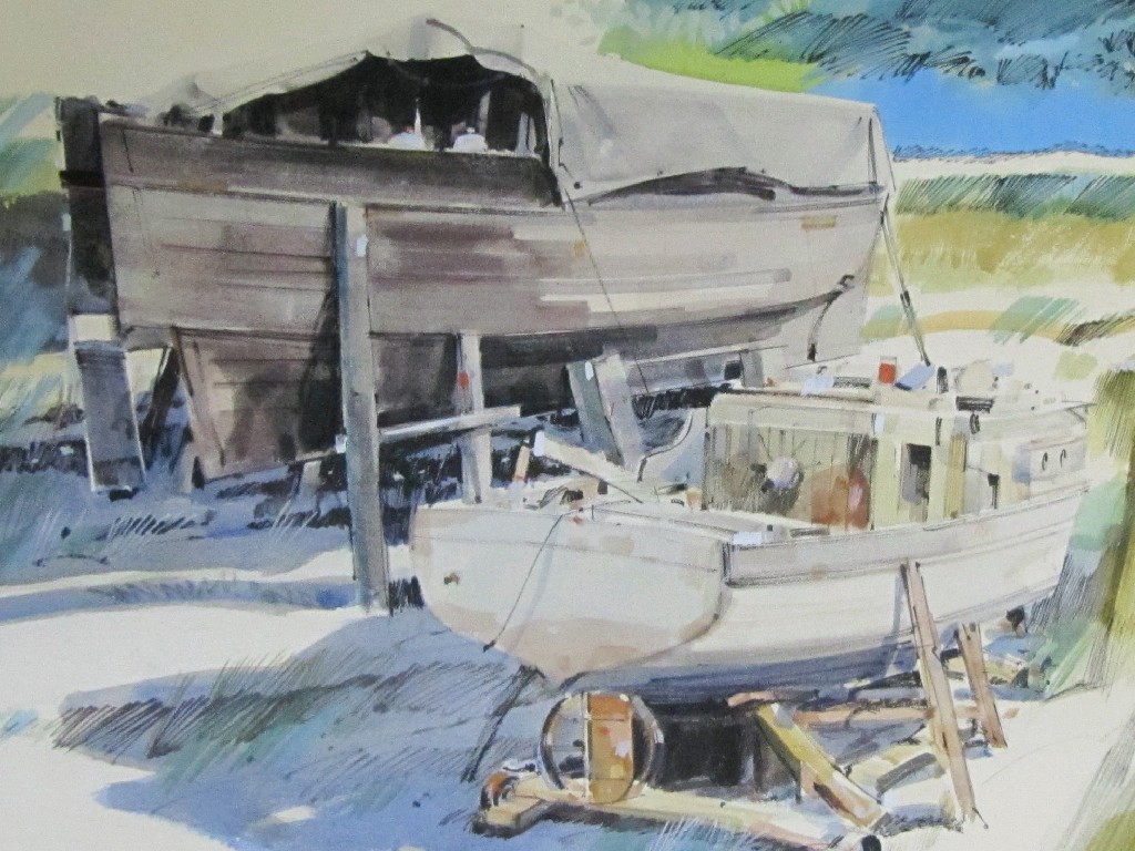 Appraisal: Watercolour with body colour 'Beached Boats' signed Thomson x