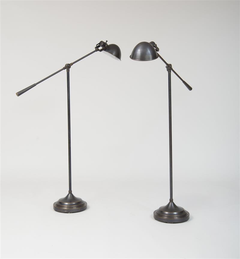 Appraisal: Pair of Adjustable Floor Lamps Patinated bronze x in diam