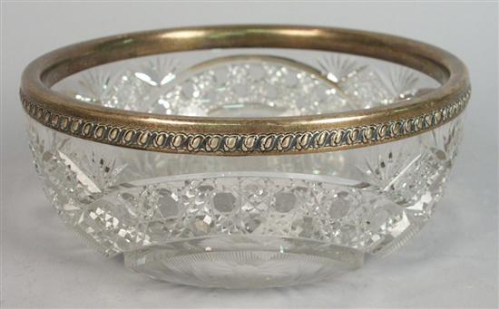 Appraisal: AMERICAN SILVER RIM CUT GLASS BOWL diameter inches Provenance Property