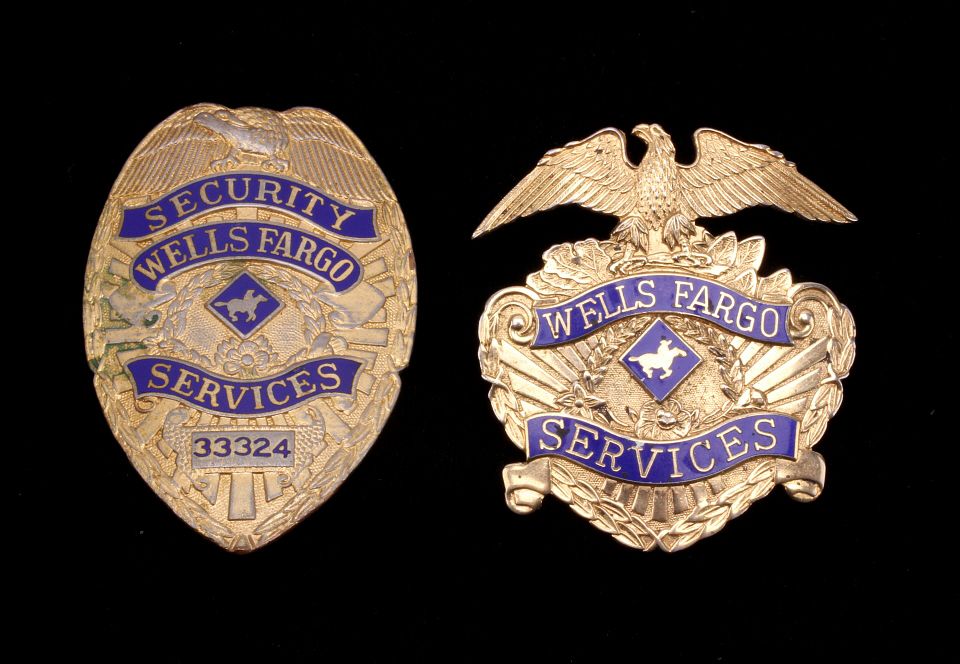 Appraisal: Wells Fargo Security Services Uniform Hat Badges For your consideration