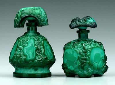 Appraisal: Pair faux malachite perfumes textured and ground green glass one