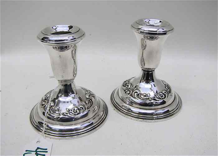 Appraisal: PAIR REED BARTON STERLING SILVER CANDLESTICKS pattern S Heights inches