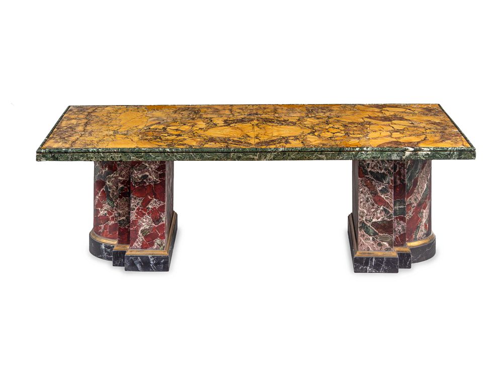 Appraisal: A Modern Marble and Faux Marble Low Table by Robert