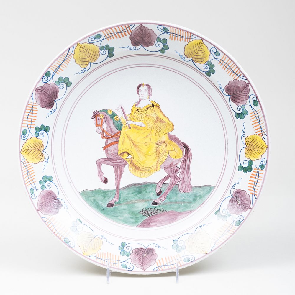 Appraisal: Delft Charger of Mary of Orange Blue painted 'HB' mark