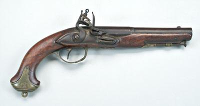 Appraisal: Continental flintlock pistol muzzle loading - in barrel engraved brass