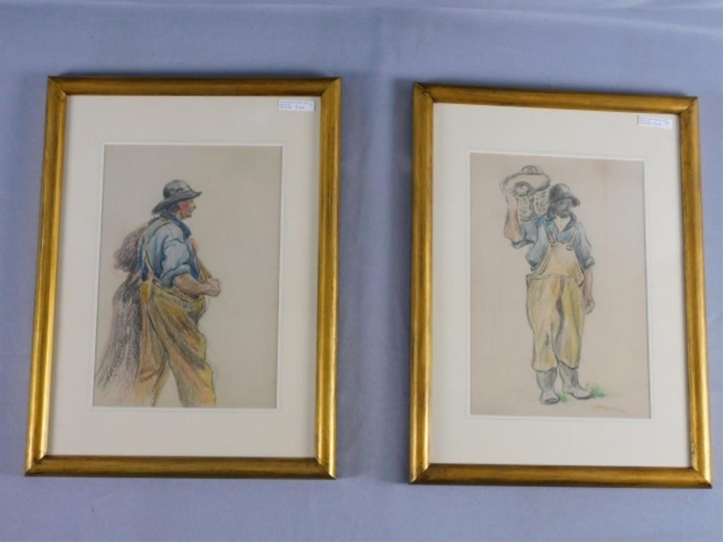 Appraisal: REYNOLDS BEAL - MASSACHUSETTS RHODEIsland two mixed media drawings both