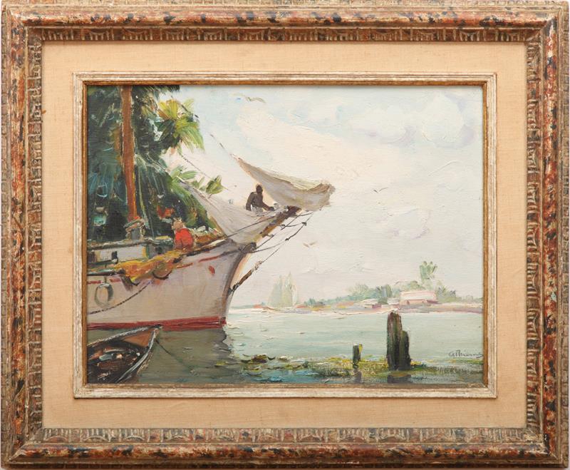 Appraisal: ANTHONY THIEME - THE BOWSPRIT Oil on canvasboard signed 'A